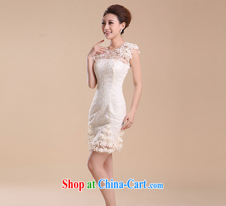 White-collar Corporation new 2015 sexy shoulders wedding bridesmaid dress uniform Openwork lace bare chest small wedding dresses wedding dresses beige S pictures, price, brand platters! Elections are good character, the national distribution, so why buy now enjoy more preferential! Health