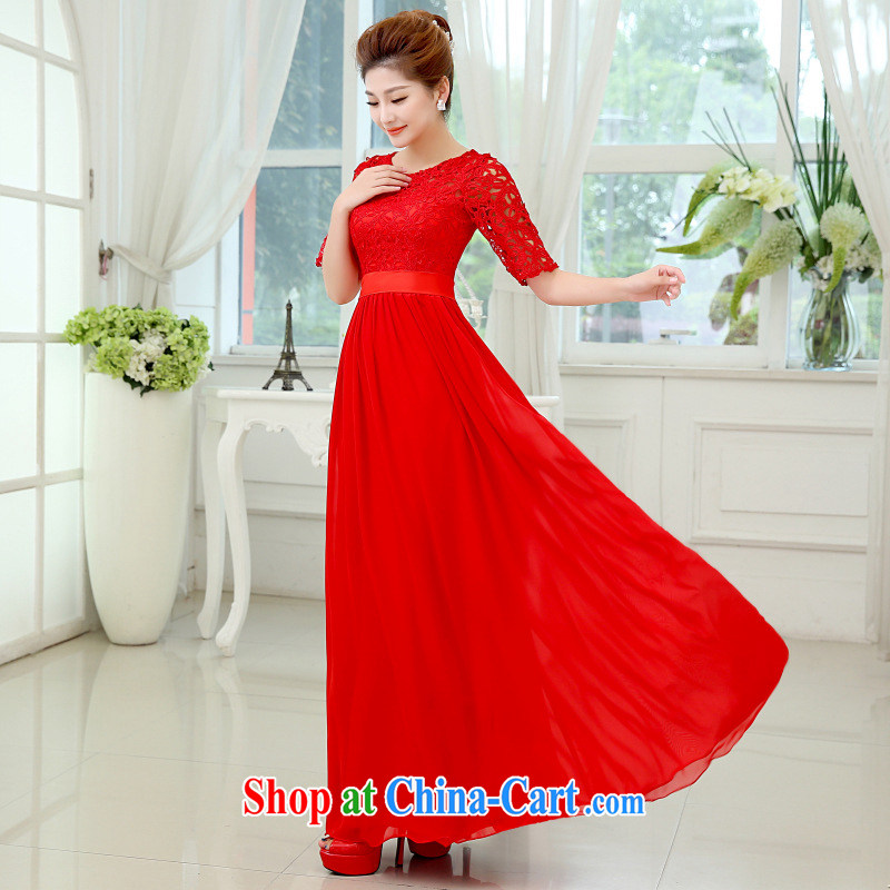 White-collar Corporation 2015 new marriages red evening dress long serving toast beauty lace wedding dress red S, white-collar Corporation, shopping on the Internet