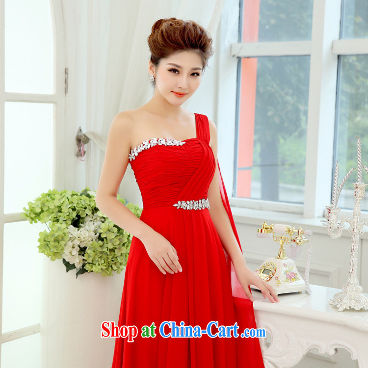 White-collar Corporation red evening dress 2015 new wedding dress single shoulder line serving toast cultivating tail, bridal wedding dress red S pictures, price, brand platters! Elections are good character, the national distribution, so why buy now enjoy more preferential! Health