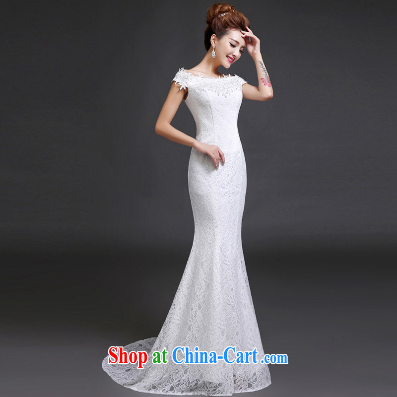 7-Color 7 tone Korean version 2015 new stylish and a field shoulder crowsfoot graphics thin lace retro the code strap bridal wedding dresses H 046 white L, 7 color 7 tone, shopping on the Internet