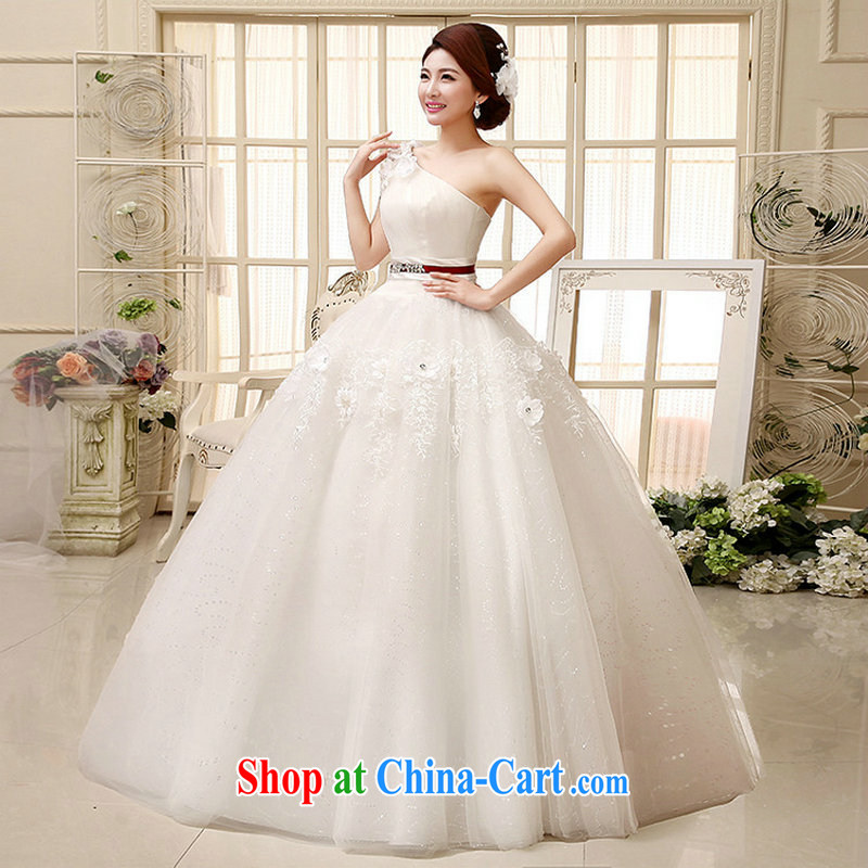 There's a wedding dresses, shoulder shaggy dress small-xin and stylish manually align with flowers, wedding dress XS 1020 white XXL, there's a, shopping on the Internet