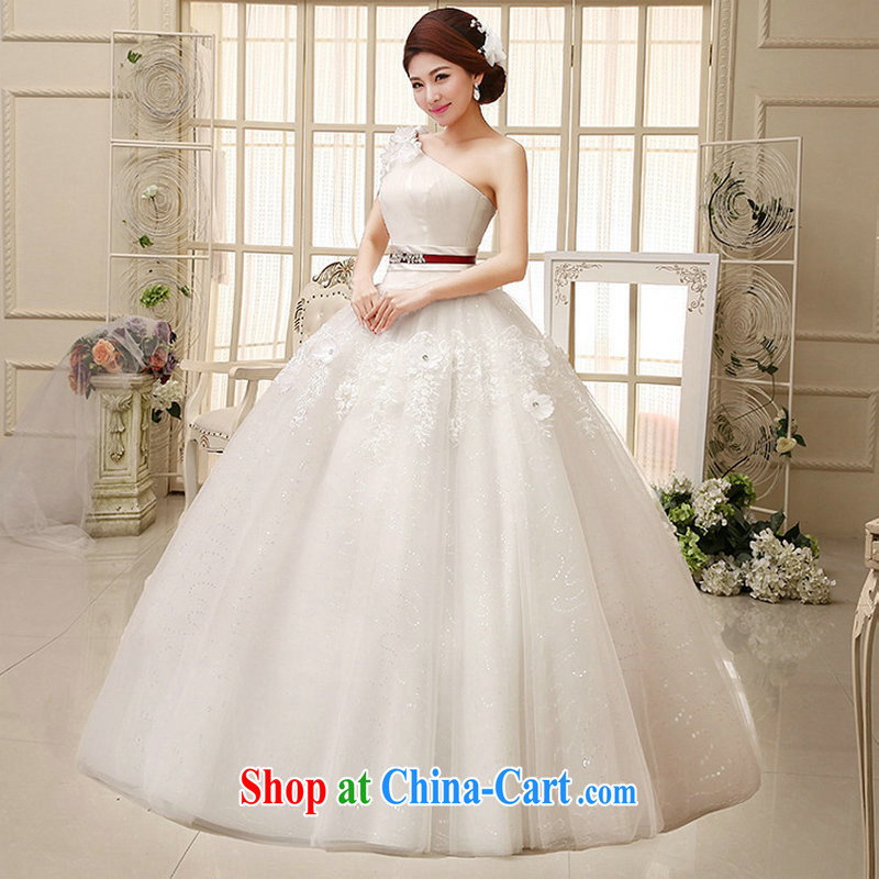 There's a wedding dresses, shoulder shaggy dress small-xin and stylish manually align with flowers, wedding dress XS 1020 white XXL, there's a, shopping on the Internet