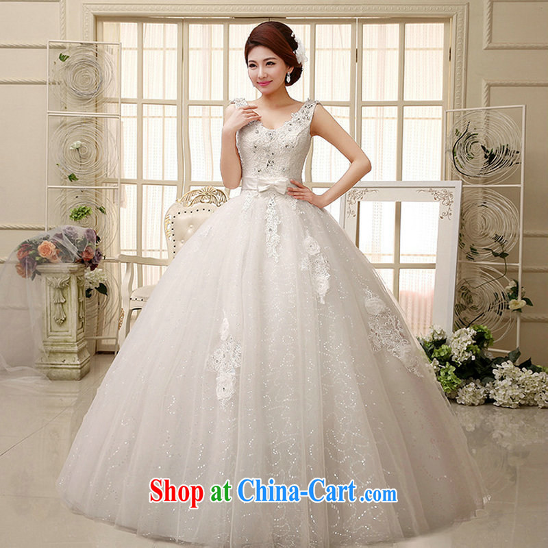There is a stylish high quality water-soluble lace the drill-shoulders V collar bridal wedding dresses XS 1018 white XXL, there is, and that, on-line shopping