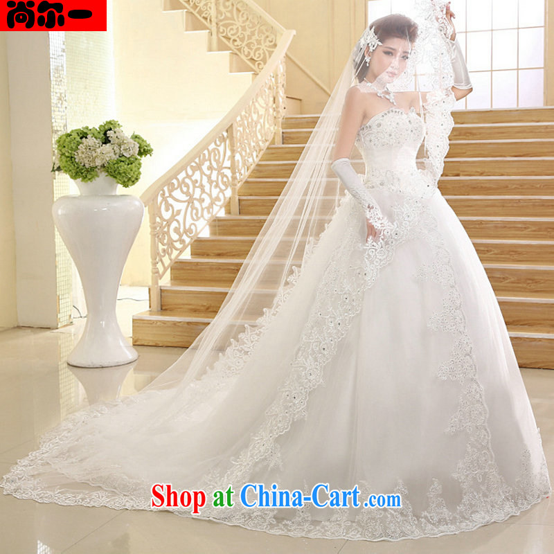 There's a wedding dresses new Korean long-tail erase chest lace tail wedding XS 1017 white XXL
