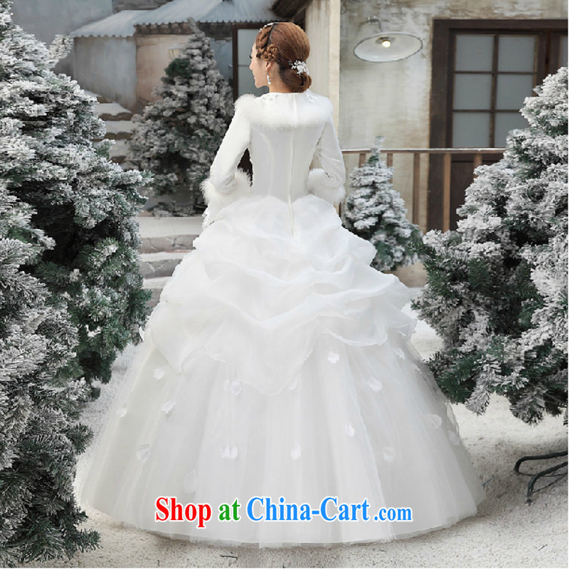 Yong-yan and wedding winter clothes 2015 new Korean wedding winter long-sleeved wool collar thick winter, cotton wedding white. size will not be refunded, Yong Yan good offices, shopping on the Internet