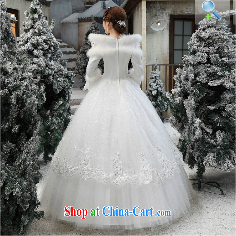 Yong-yan and wedding winter clothes 2015 new Korean wedding winter long-sleeved wool collar thick winter, cotton wedding white. size will not be refunded, Yong Yan good offices, shopping on the Internet