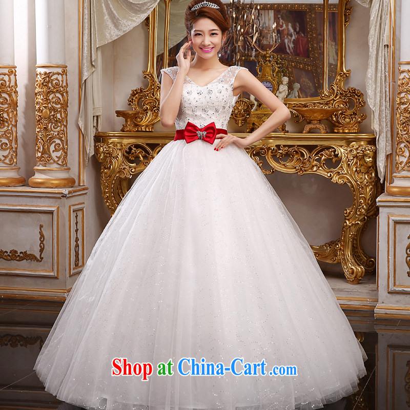 A good service is 2015 new marriages and stylish shoulders V collar red butterfly butterfly with shaggy dress wedding white XXL