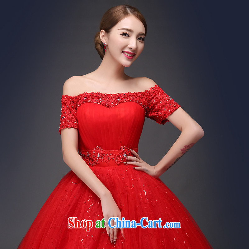 There is an embroidered field shoulder wedding dresses 2015 spring and summer new marriages Korean-style lace beauty with shaggy skirts HS 5612 red with XXXL paragraph 2 feet 4 waist Suzhou shipping, is by no means a bride, shopping on the Internet