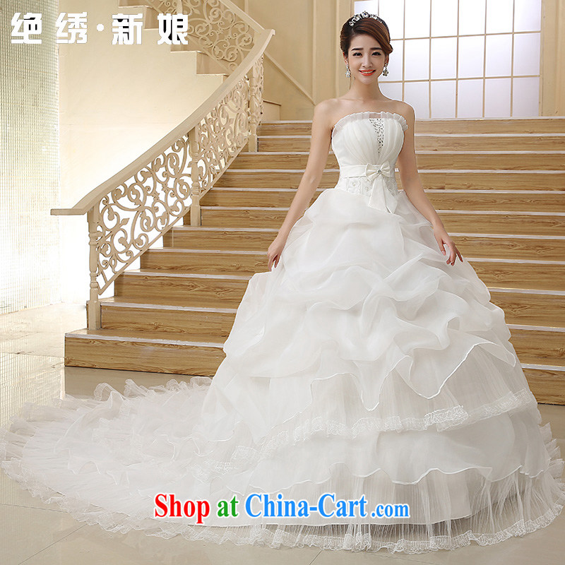 There is embroidery bridal 2015 new erase chest Korean marriage video thin with stylish and tied with the tail wedding white tailored is not final, is by no means a bride, and shopping on the Internet