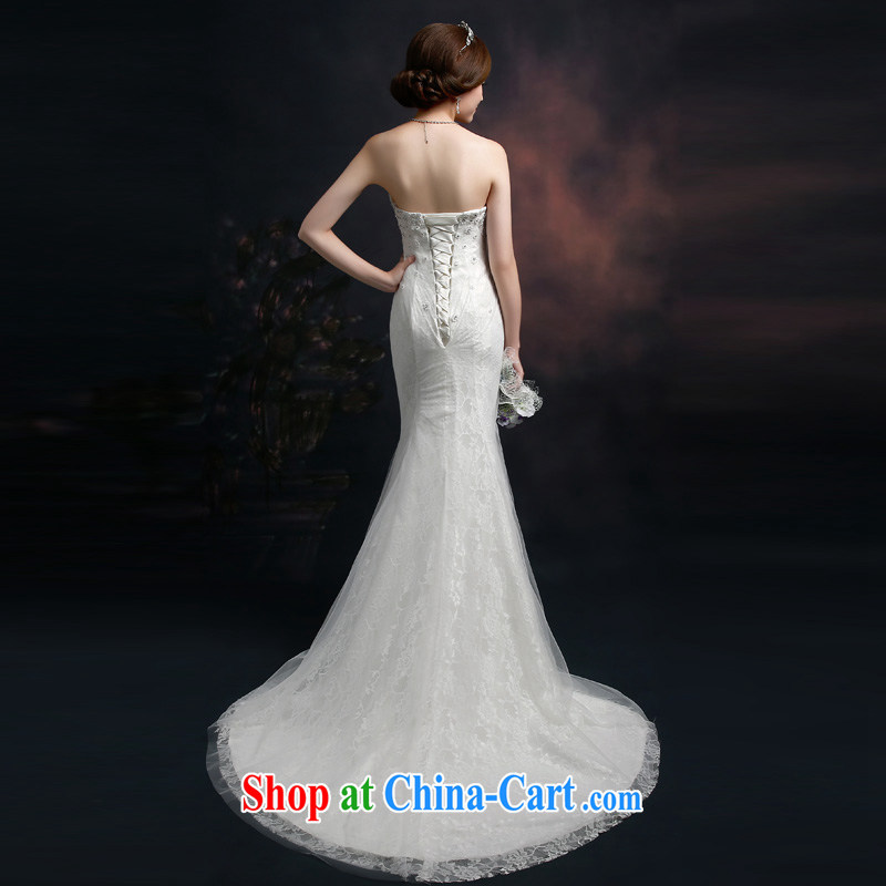 Ting Beverly wedding dresses 2015 new spring and summer Korean stylish wedding-tail end crowsfoot Mary Magdalene Beauty Chest graphics thin tied with a large, white XXL Ting, Beverly (tingbeier), online shopping