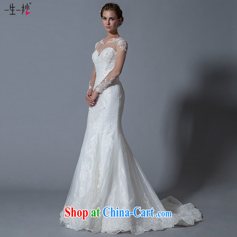 A lifetime by summer 2015 Openwork lace-back wedding long-sleeved round-collar crowsfoot wedding package shoulder graphics thin 40151128 white XXL code 30 days pre-sale, a yarn, shopping on the Internet