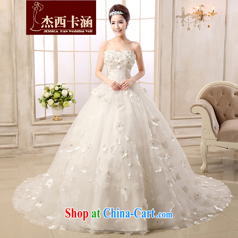 Jessica covers wedding dresses new 2014 erase chest tail Korean Beauty The waist graphics thin lace bridal marriage with Princess flowers 2143 tail, white XXXL, Jessica (jessica han), online shopping