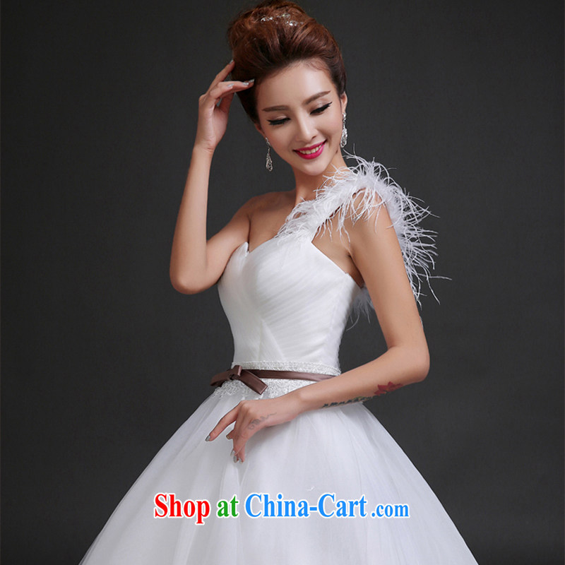 7 color 7 tone Korean version 2014 new stylish single shoulder feather beauty graphics thin with, Shaggy dress wedding dresses H 050 white tailored (final), 7 color 7 tone, shopping on the Internet