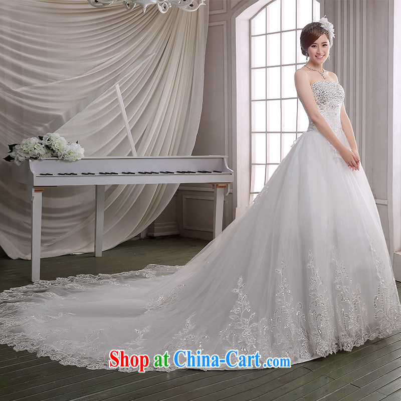Ting Beverly wedding dresses 2015 Spring Summer fashion drill wiped chest antique lace long-tail Korean-style beauty wedding dress white L Ting, Beverly (tingbeier), online shopping