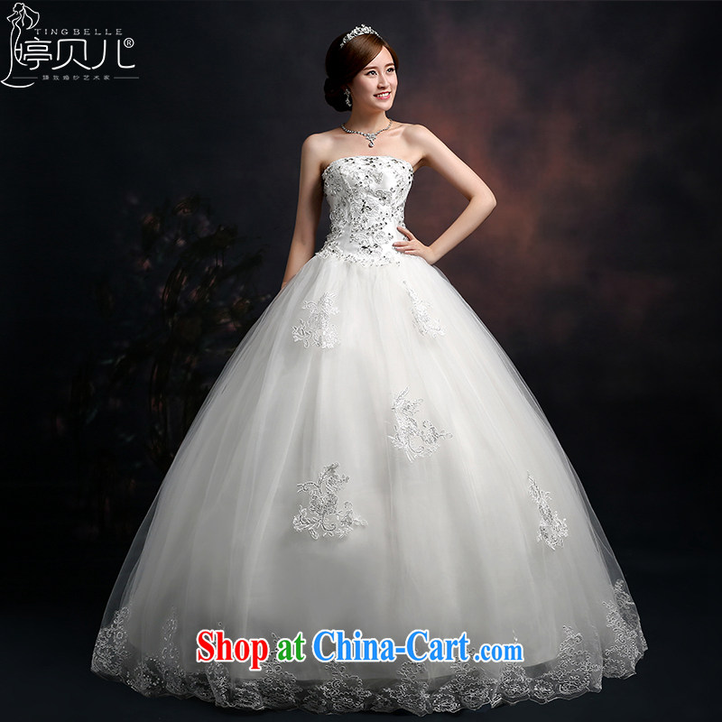 Ting Beverly wedding dresses new 2015 new spring and summer wood drill and elegant white the code with his chest bare in cultivating waist shaggy dress girls white XXL