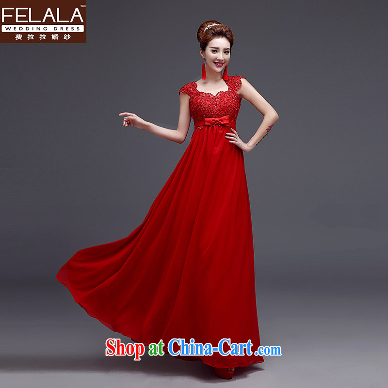 Ferrara dress 2015 new dual-shoulder dress long Korean Beauty graphics thin diamond wedding toast serving female winter new XL _2 feet 2_