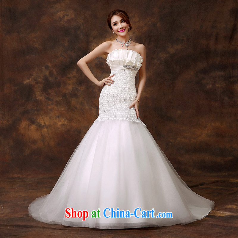 2015 new stylish wedding dresses Korean version in short about the shoulder-waist crowsfoot graphics thin lace-tail strap retro tailored contact customer service, according to Lin, Elizabeth, and shopping on the Internet