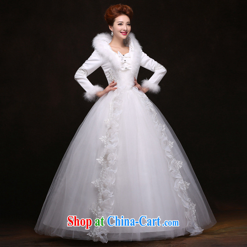 There's a winter clothes 2014 new winter wedding dresses long-sleeved wool collar thick quilted wedding yf 6562 white XXL, yet, and that, on-line shopping