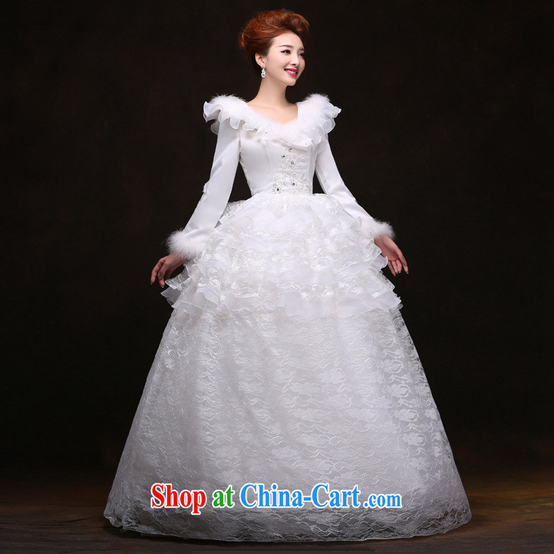 There is a female wedding dresses new 2014 winter field shoulder long-sleeved the cotton thick wedding yf 8523 white XXL, it's a, shopping on the Internet