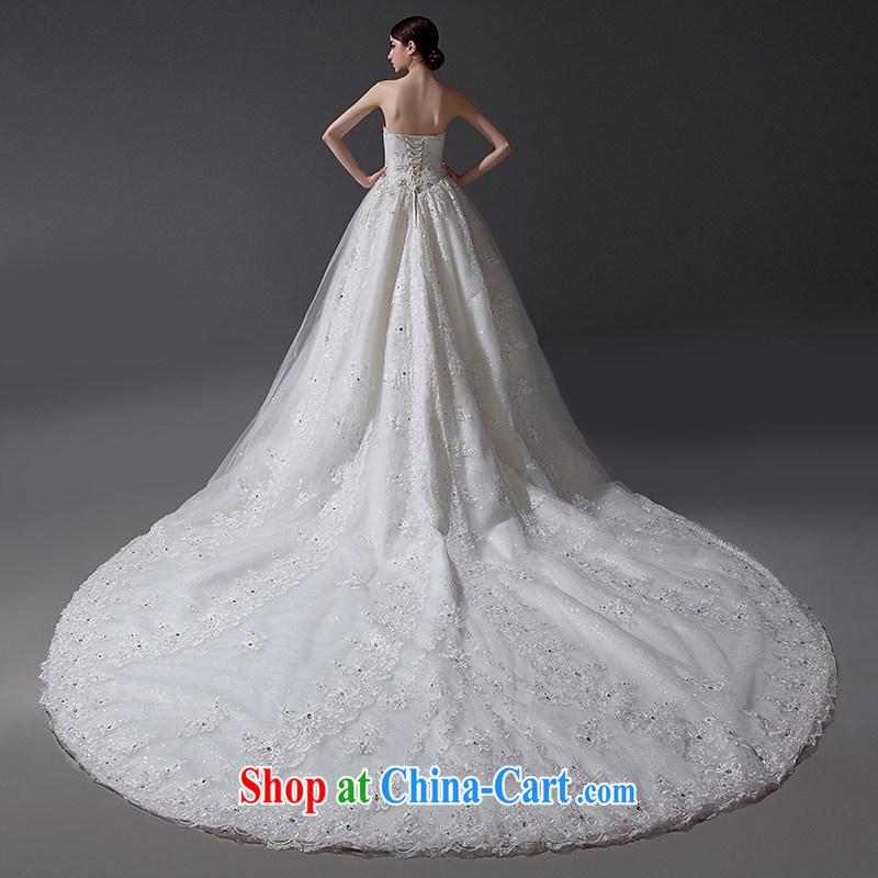 Connie may, 2015 new stylish and wiped his chest wedding long-tail wedding lace wedding bridal wedding marriage wedding annual concert hosted service tail 200 CM Advanced Customization 15 Day Shipping, Nicole Richie (Nicole Richie), online shopping