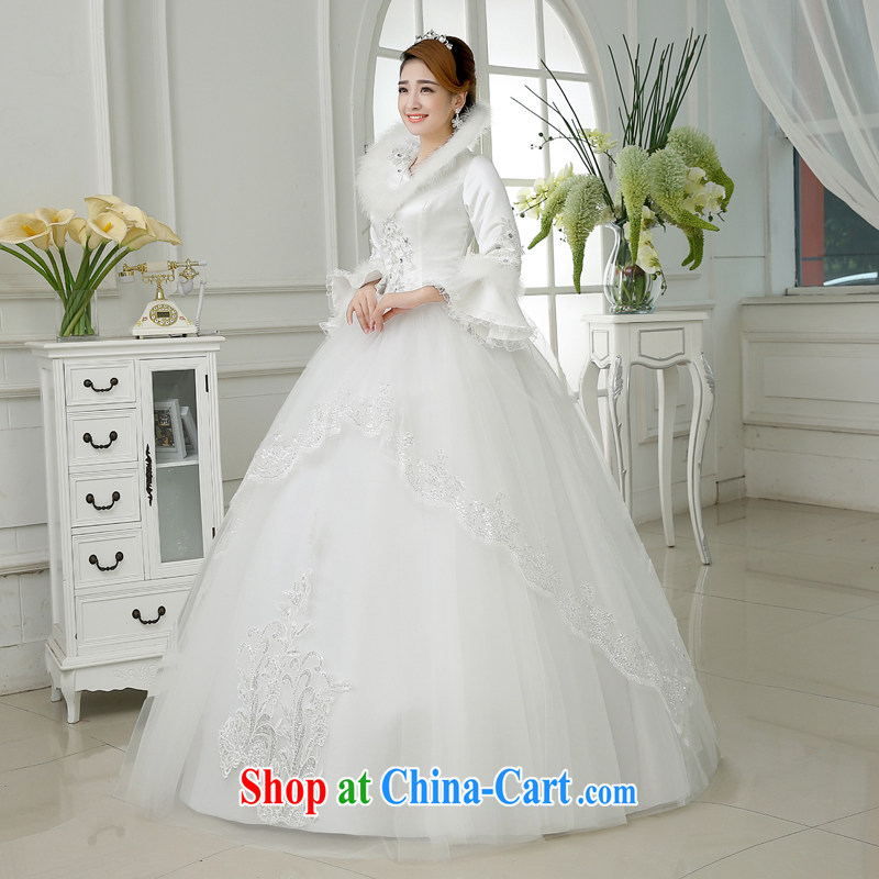 There is embroidery bridal 2015 new thick winter clothes winter marriage long-sleeved lace beauty wedding white XXXL 2 feet 4 waist Suzhou shipping and it is absolutely not a bride, shopping on the Internet