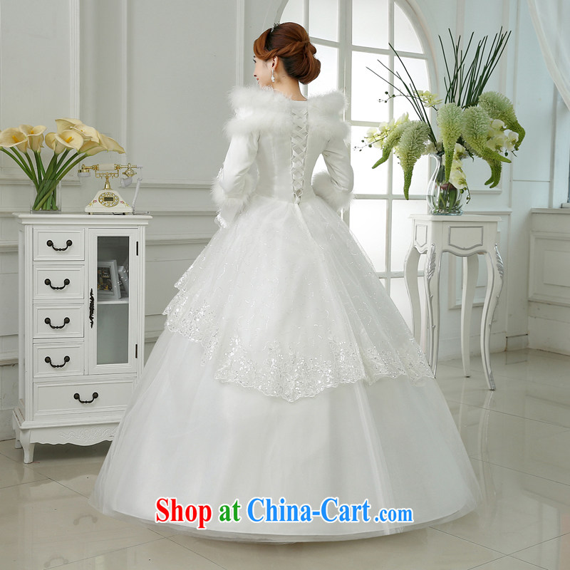 There is embroidery bridal 2015 new thick winter clothes wedding winter wedding long-sleeved lace beauty wedding white XXXL 2 feet 4 waist Suzhou shipment and it is absolutely not a bride, shopping on the Internet