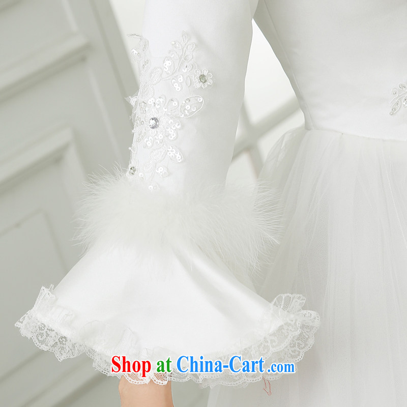 There is embroidery bridal 2015 winter new cotton wedding dresses long-sleeved wool collar lace-wood drill winter clothes zip wedding white XXXL 2 feet 4 waist Suzhou shipment and it is absolutely not a bride, shopping on the Internet