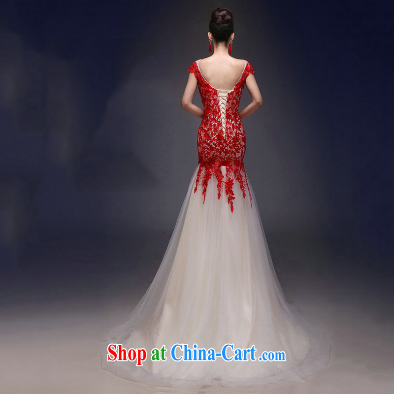 There's a wedding dresses new dual-shoulder at Merlion beauty lace long strap Evening Dress XS 5269 red XL, it's a, shopping on the Internet