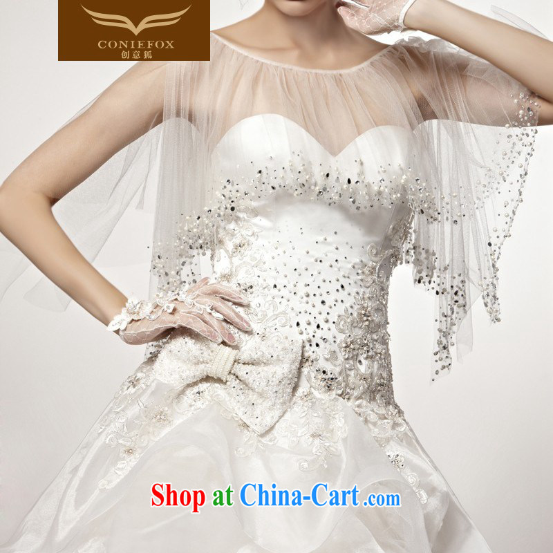 Creative Fox new unique lace wedding upscale luxury parquet drill video thin wedding Princess sweet dream wedding wiped his chest and tail wedding custom 90,159 white tailored, creative Fox (coniefox), online shopping