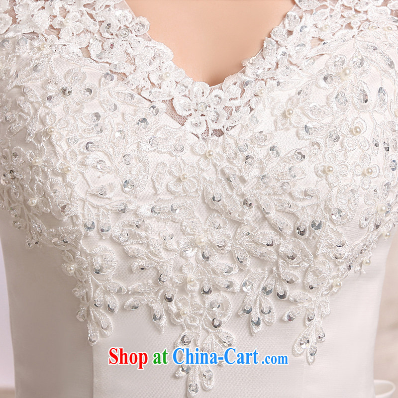 7 color 7 tone Korean version 2015 new Korean lace Princess a shoulder V collar graphics thin wedding dresses long sleeved wedding H 051 white tailored (final), 7 color 7 tone, shopping on the Internet