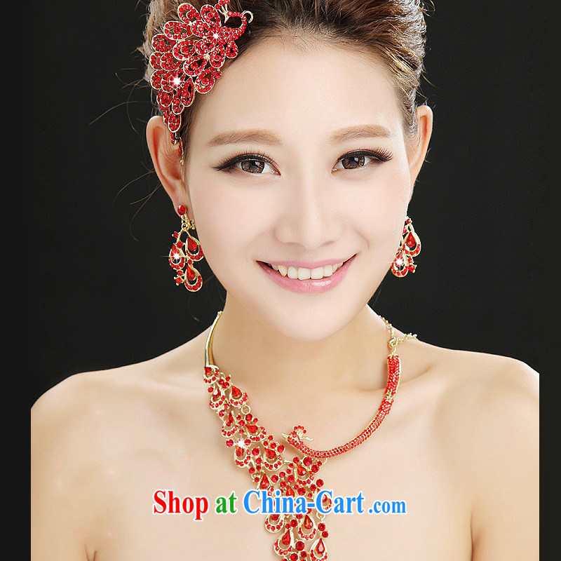 Bridal head-dress necklace earrings Crown 3 piece Peacock Phoenix Luxury Package wedding dresses accessories