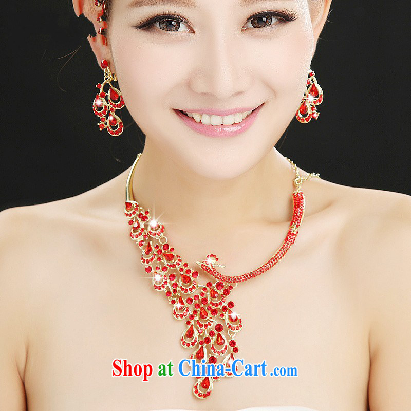 Bridal head-dress necklace earrings Crown 3-Piece Peacock Phoenix luxury package wedding dresses accessories, love so Pang, shopping on the Internet