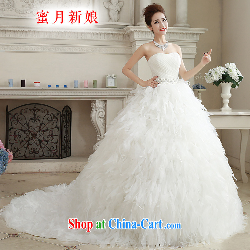 Honeymoon bridal wedding dresses 2015 winter, wedding classic wipe chest Korean Princess feather tail wedding white XL