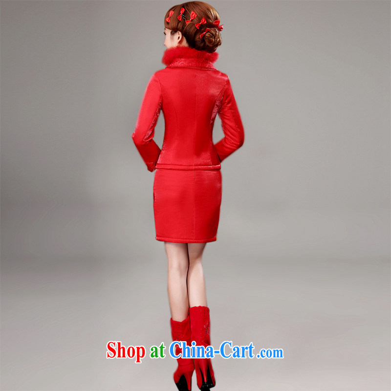 wedding dresses new 2014 winter red bridal toast clothing wedding dress wedding dresses long-sleeved winter short, customer size will not be refunded, love so Pang, shopping on the Internet