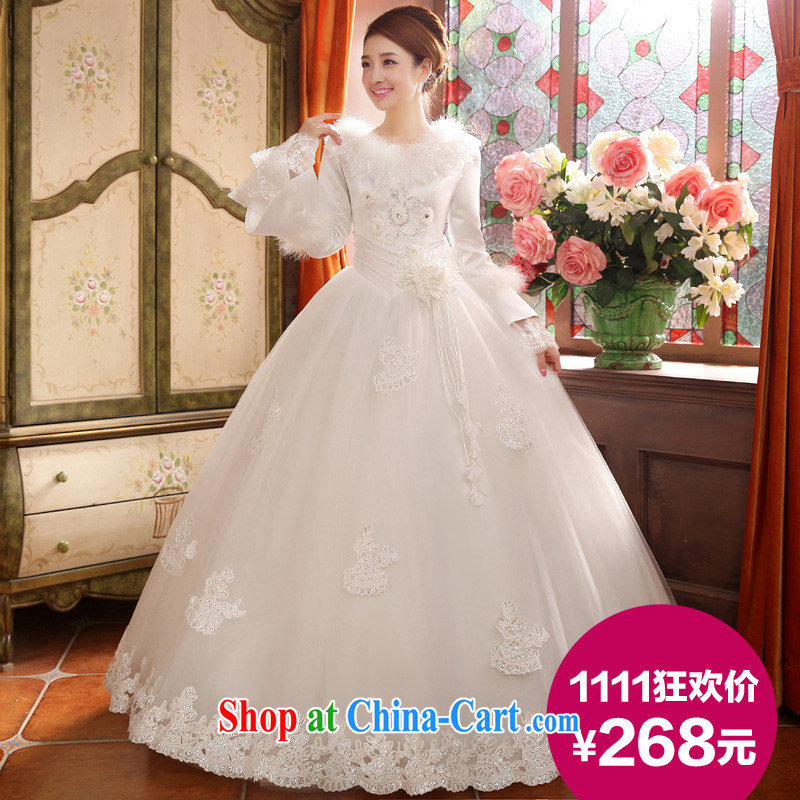 wedding dresses new 2014 winter wedding long-sleeved thick Korean version for hair fall and winter, cotton with Customer to size up to be returned.