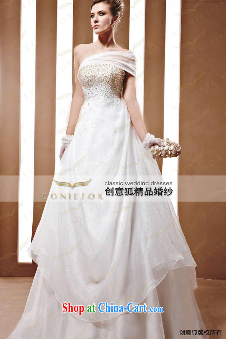 Creative Fox wedding is tailor-made to do upscale luxury parquet drill wedding dresses bridal wedding Korean wedding dresses a shoulder back exposed wedding 90,032 white tailored pictures, price, brand platters! Elections are good character, the national distribution, so why buy now enjoy more preferential! Health