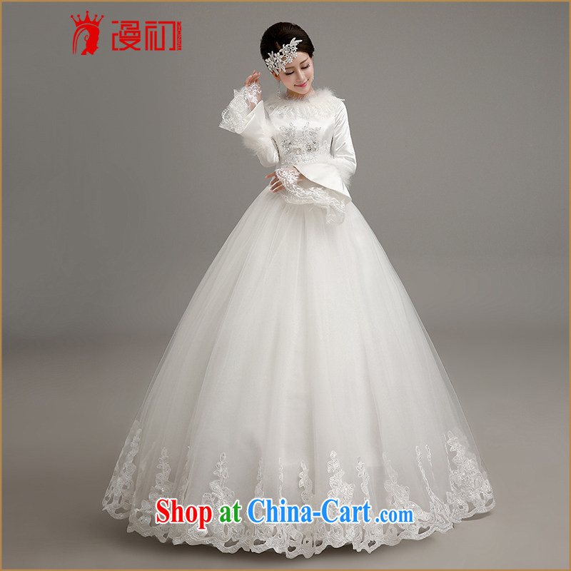 Early definition 2015 new winter graphics thin wedding Korean tie with white shaggy dress wedding thick warm winter wedding wedding dresses white XXL codes, early definition, and shopping on the Internet