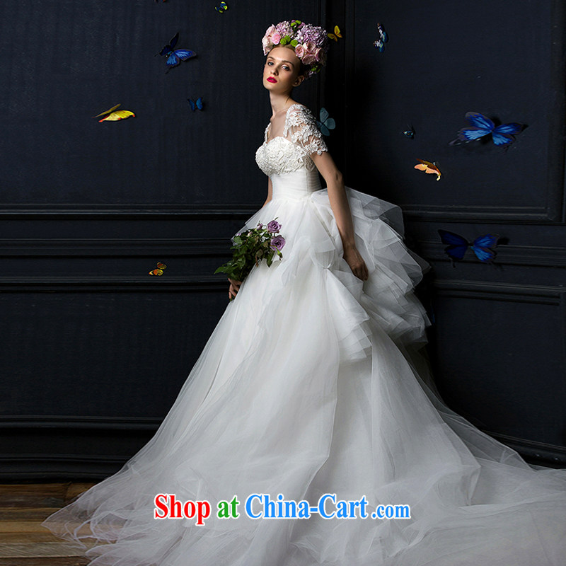With the 2015 spring new winter Butterfly Dream erase chest lace long-sleeved shaggy dress long-tail bridal wedding dresses wedding winter white tail, L, AIDS, and, on-line shopping