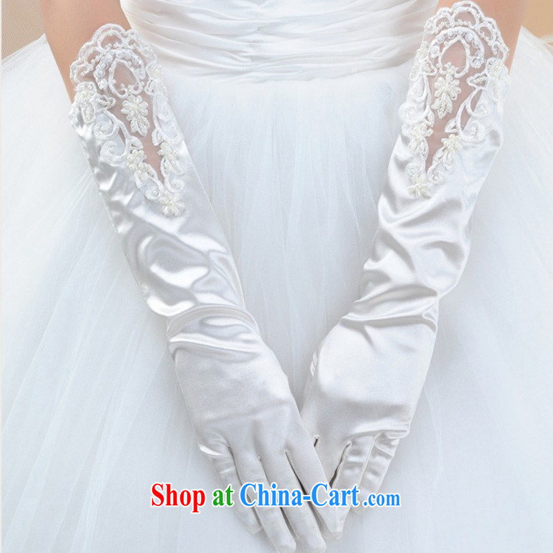 Bridal gloves white gloves satin gloves bridal the pearl gloves bridal wedding dresses accessories, love so Peng, and shopping on the Internet