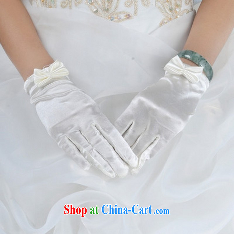 Bridal gloves female Korean winter wedding dress wedding gloves bow-tie short white gloves white, love so Pang, shopping on the Internet