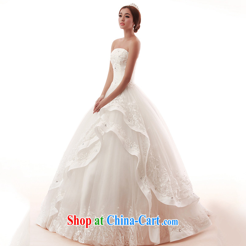 In the spring 2015 new wedding dresses Butterfly Dance wiped his chest and lace Princess drill Korean version shaggy dress bridal wedding white XL, AIDS, and, shopping on the Internet