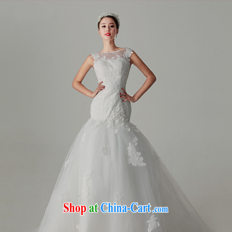With the 2015 spring new spent fuser elegant lace back exposed crowsfoot a shoulder Princess Korean tail wedding dresses white L, AIDS, and shopping on the Internet