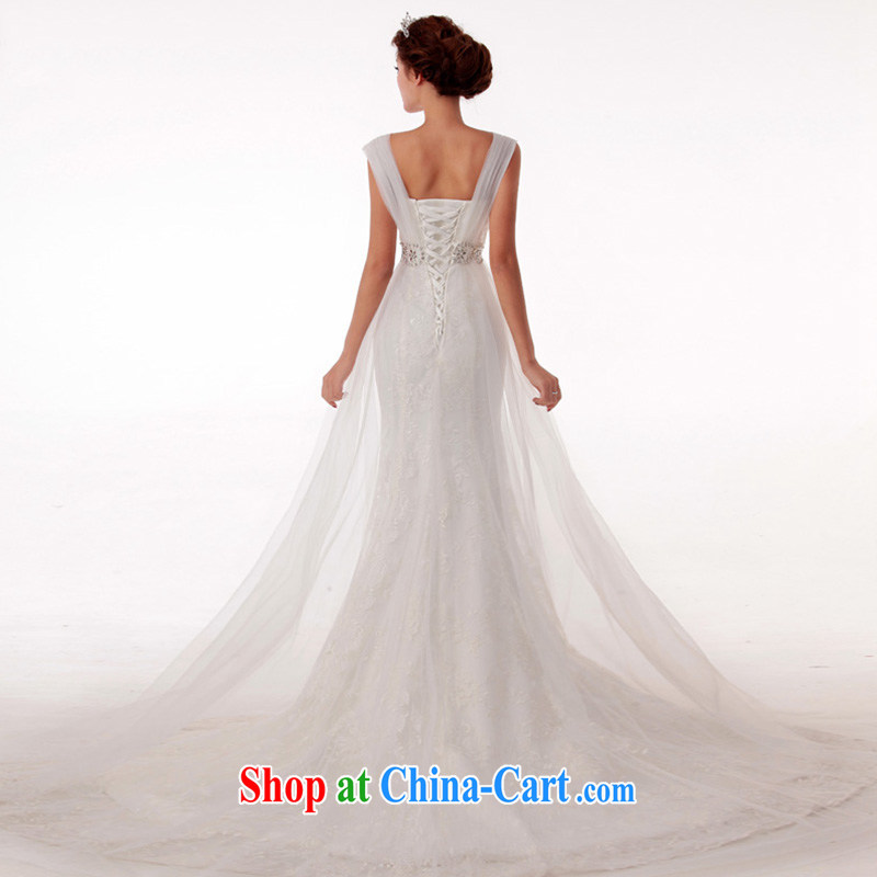 With the 2015 spring new wedding, God's Word shoulder lace luxurious and elegant high-waist the waist crowsfoot graphics thin wedding white L, AIDS, and, shopping on the Internet