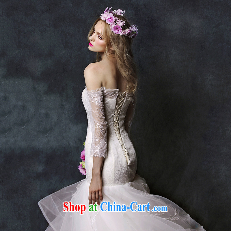With the 2015 spring new covered by bare-chest lace the Field shoulder crowsfoot long-sleeved bridal wedding dresses white L, AIDS, and, shopping on the Internet
