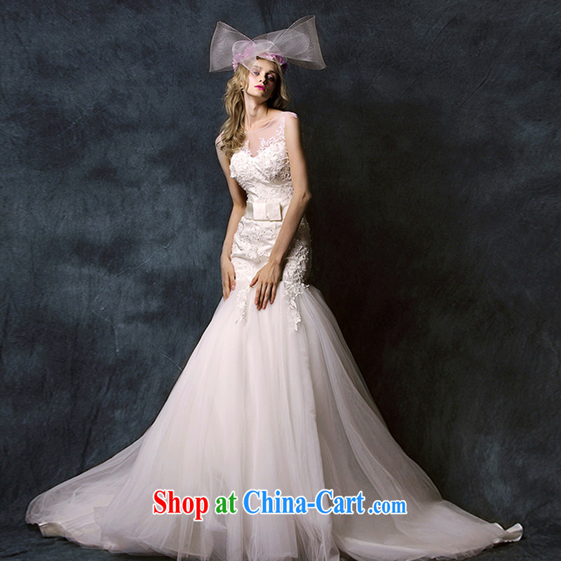 With the 2015 spring new cycle terminates and half lace Deep V erase chest lace crowsfoot bridal wedding dresses ivory L, AIDS, and shopping on the Internet