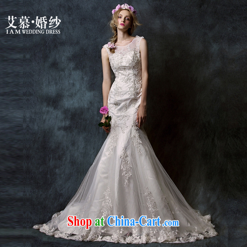 On the wedding spring 2015 new beginning Yao half and wiped his chest lace crowsfoot tail bridal wedding dresses white M