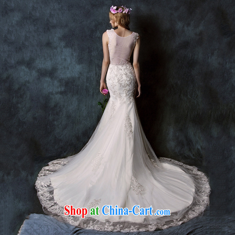 On the wedding dress spring 2015 new beginning Yao half and wiped his chest lace crowsfoot tail bridal wedding dresses white M, AIDS, and shopping on the Internet