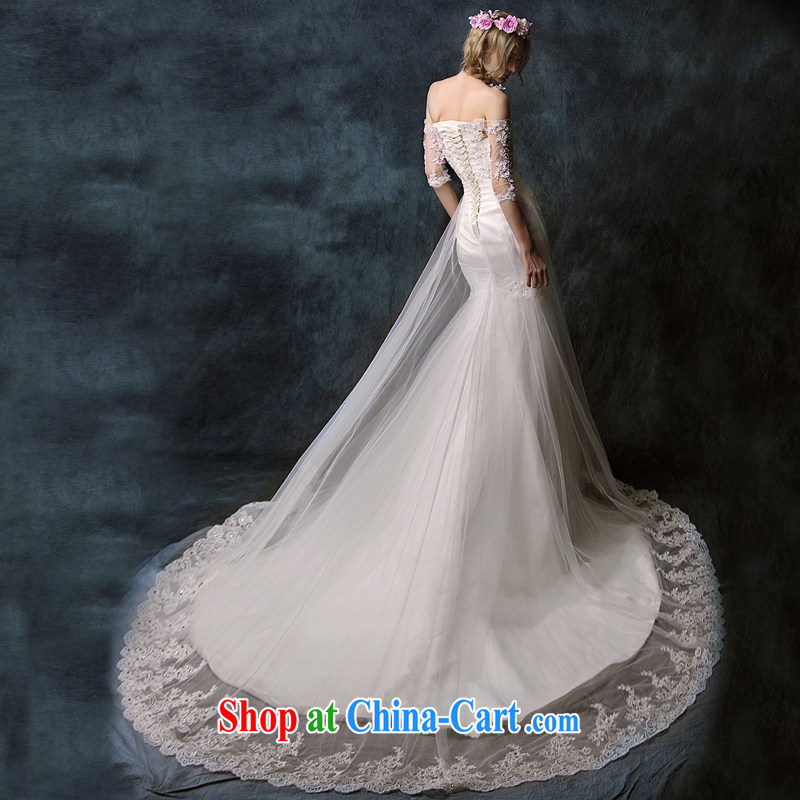 With the 2015 spring new Magic and wiped his chest one shoulder lace long-sleeved crowsfoot tail wedding dresses ivory L, AIDS, and shopping on the Internet