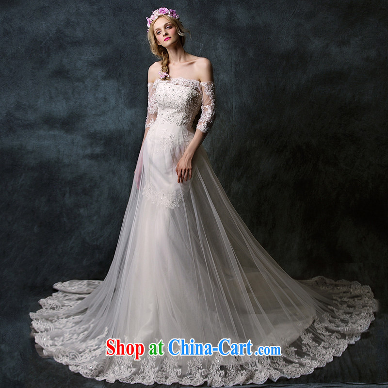With the 2015 spring new Magic and wiped his chest one shoulder lace long-sleeved crowsfoot tail wedding dresses ivory L, AIDS, and shopping on the Internet
