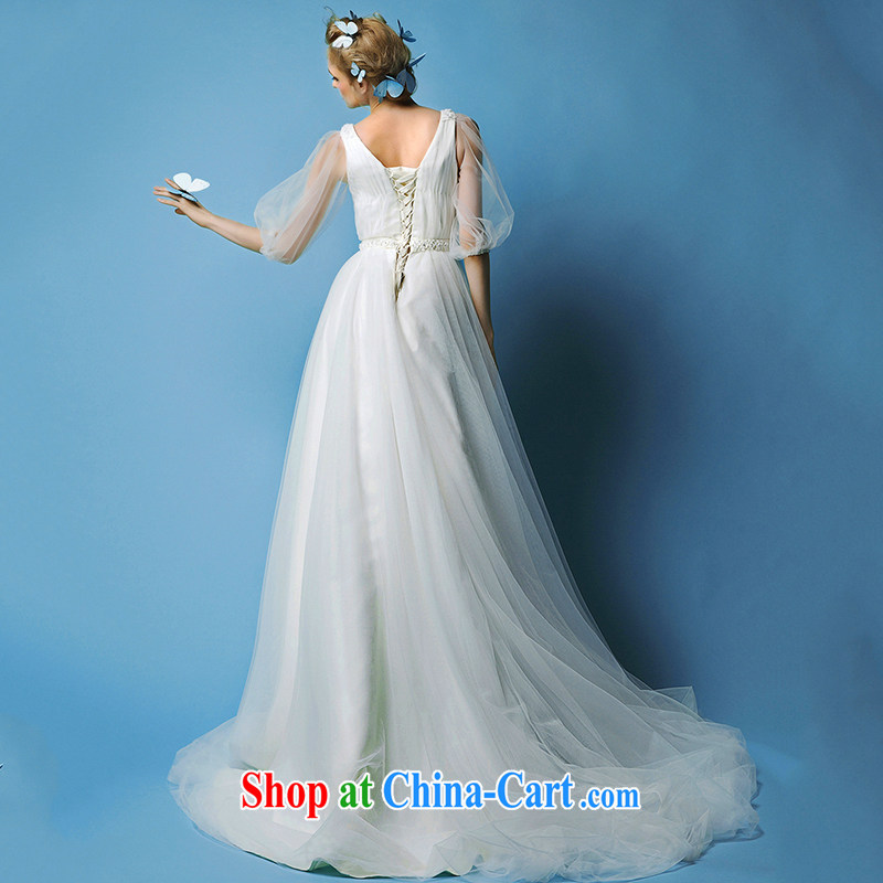 On the bridal suite 2015 new covered buds Deep V half and long-sleeved Princess shaggy dress bridal wedding dresses white XL, AIDS, and shopping on the Internet